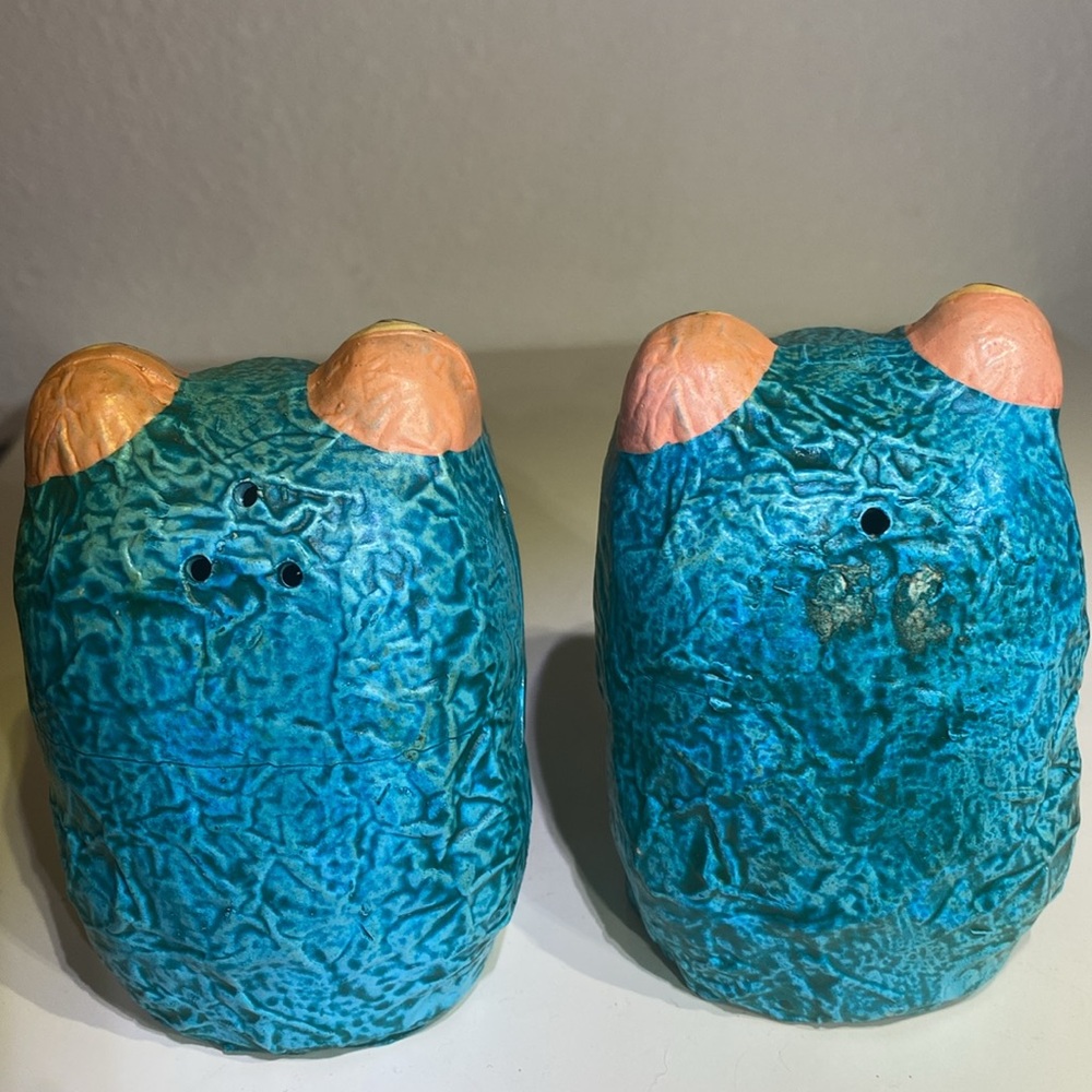 Extremely RARE Vintage MCM Psychedelic Frog Textured Salt & Pepper Shakers - Picture 4 of 11